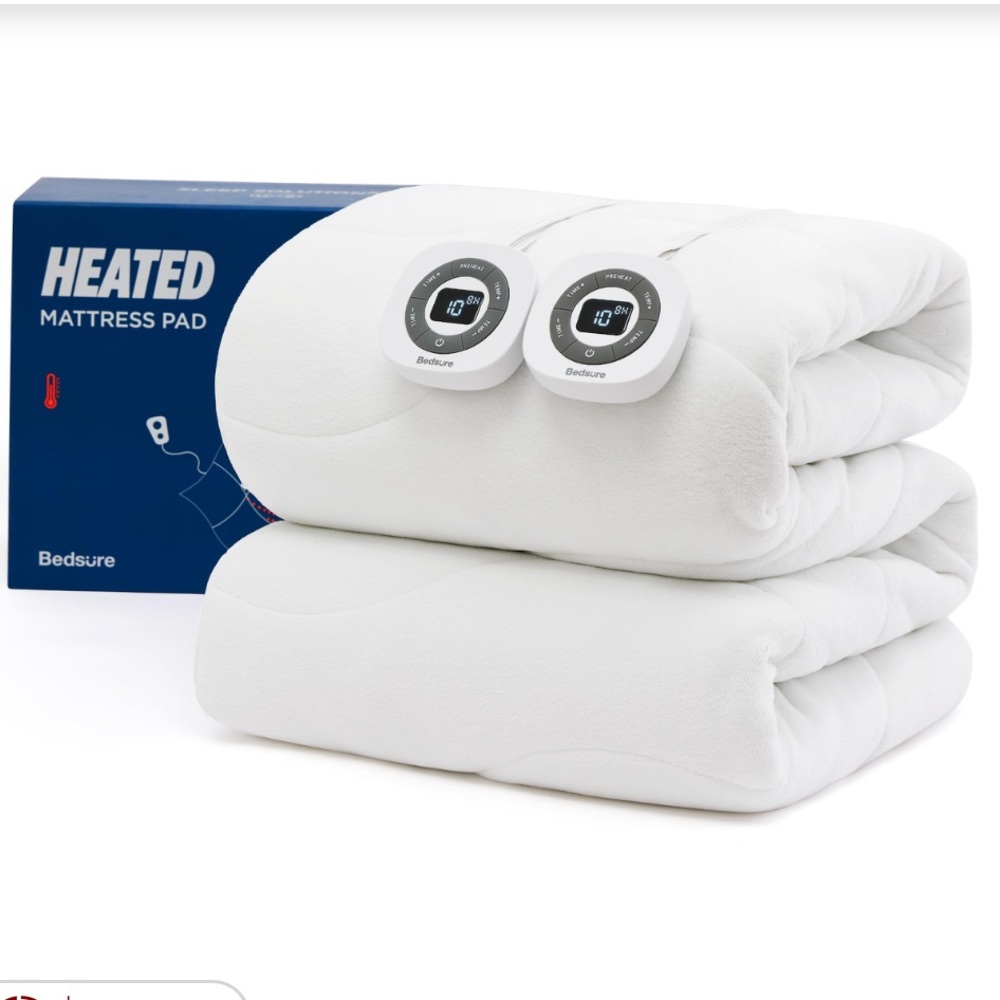 KING SIZE White Coral Fleece Heated Mattress Pad Cover Dual Controller - Picture 16 of 16